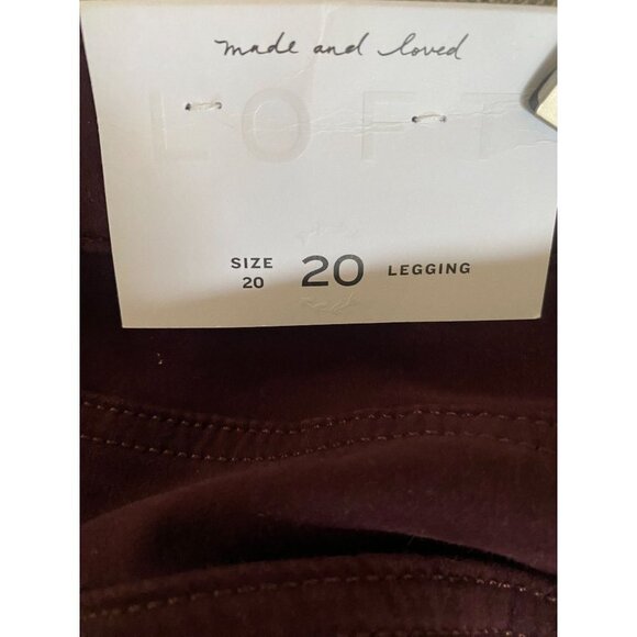 NWT LOFT Plus Burgundy 5 Pocket Brushed Sateen Leggings 20 W - Picture 6 of 7